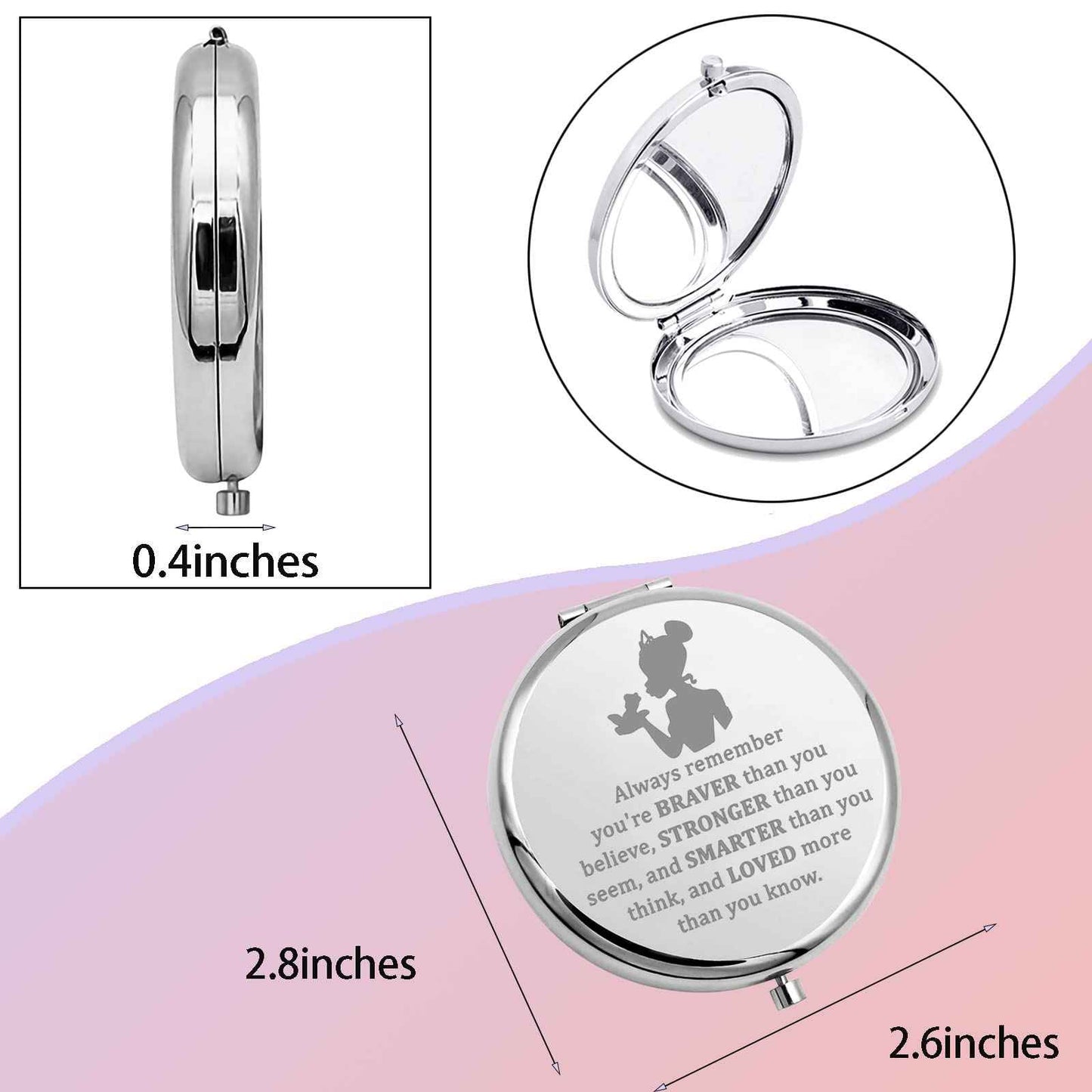 MYOSPARK Frog Inspired Gift Princess Fans Gift Princess Compact Makeup Mirror Jewelry Frog Lover Gift Fandom Gift (P-Frog Mirror-Silver)