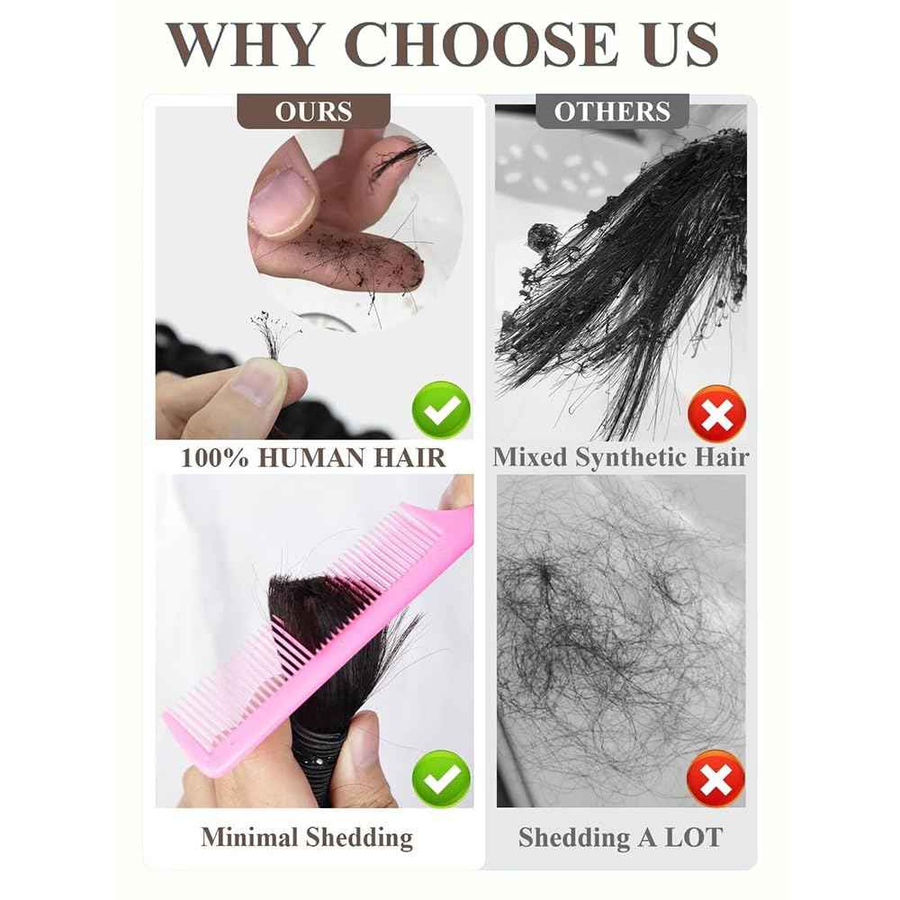 Human Braiding Hair Deep Wave Bulk Human Hair for Braiding 50g 24 inch No Weft Curly Braiding Hair Bulk Human Braiding Hair for Boho Braids Hair Extensions Real Human Hair Natural Color