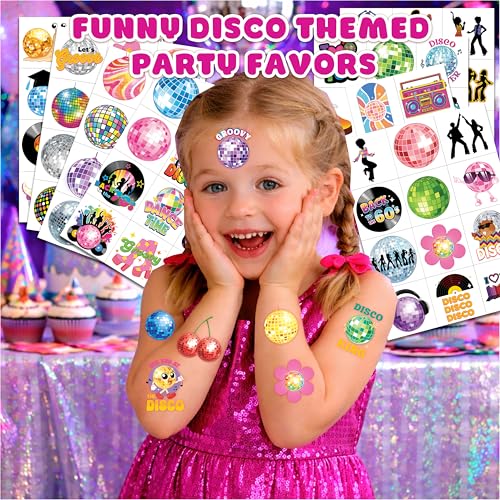 96 PCS Disco 70s Temporary Tattoos for Kids | Retro Party Favors