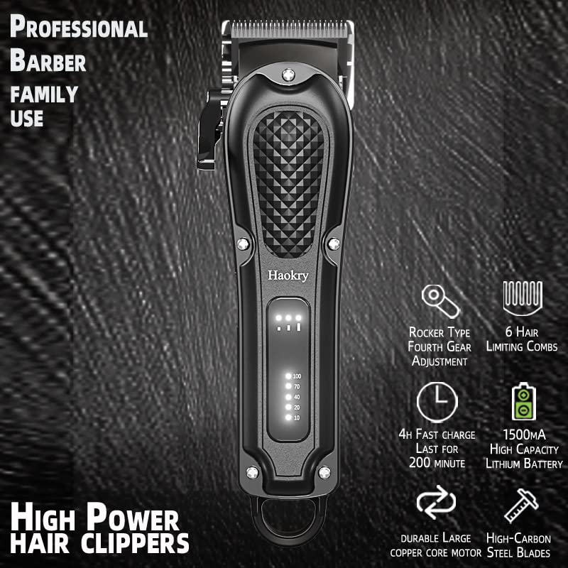 Haokry Cordless & Corded Hair Clipper - 200 Min Runtime, 3 Gear