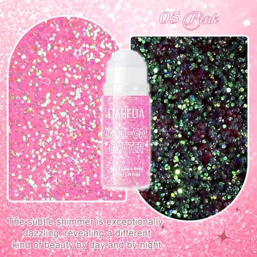 DAGEDA Roll-On Body Glitter - Holographic Pink Shimmer