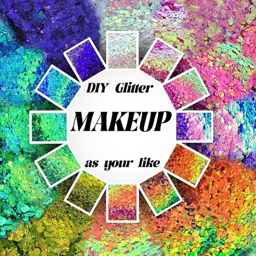 Chameleon Glitter Gel Body Paint - 12 Color Set with Brush