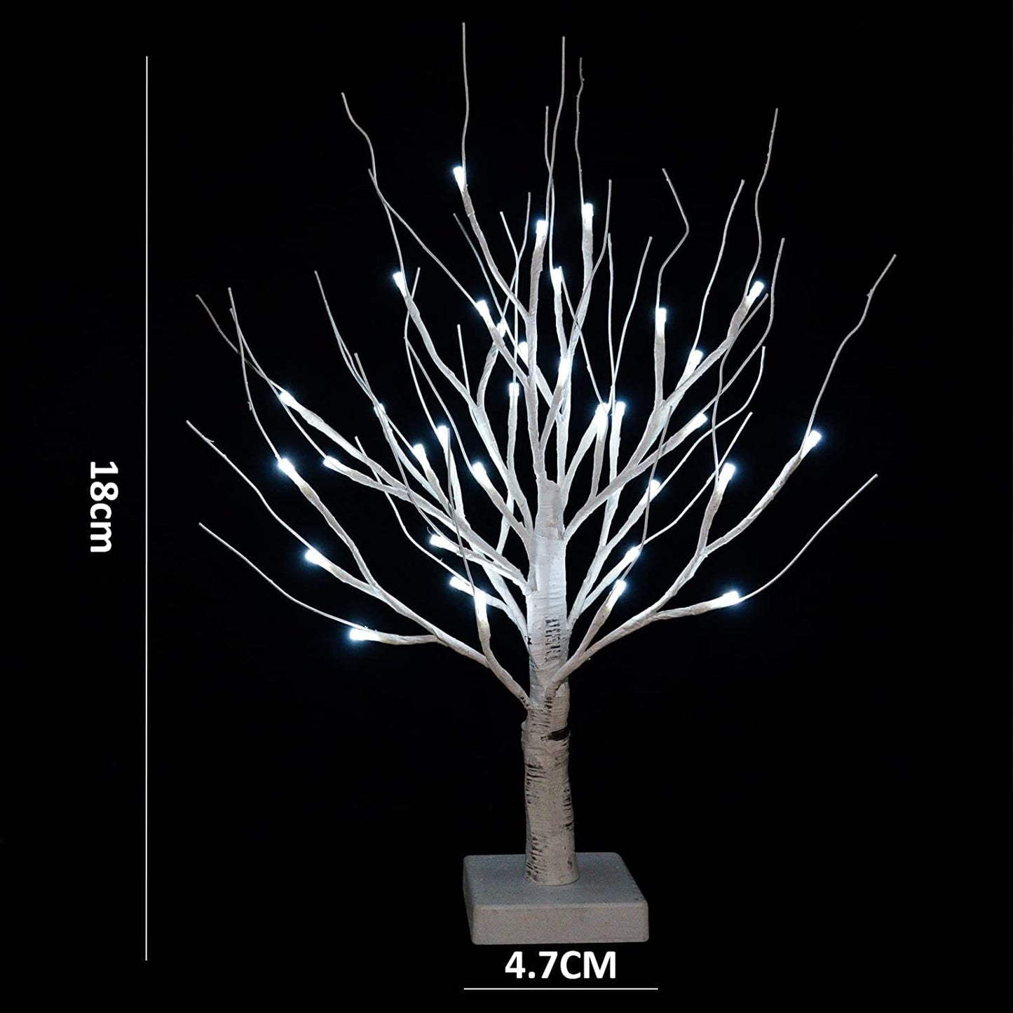 Brightdeco White Birch Tree with LED Lights Set of 2 Money Tree 36LED Tabletop Lighted Birch Tree for Christmas Halloween Wedding Decoration Indoor (White)