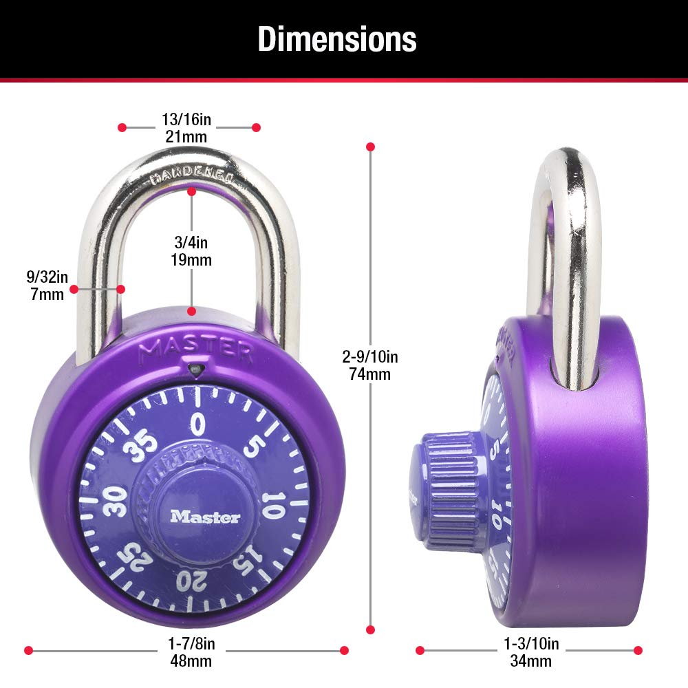 Master Lock 1530T Locker Lock Combination Padlock, 2 Count (Pack of 1), Colors May Vary