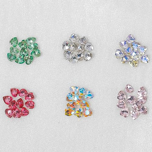 12 Grids 3D Mini Heart Shape Nail Rhinestones for Acrylic Nails Mixed Size Crystals Glass Round Flatback Rhinestones Nail Art Crystal Gem Jewelry Diamond Rhinestones for Nail Craft Decoration B