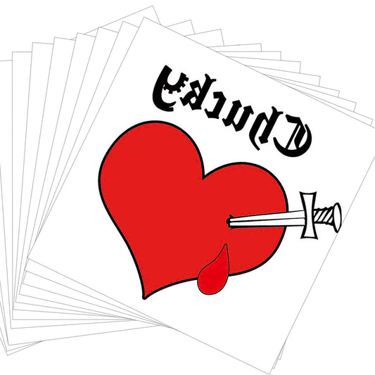 Temporary Face Tattoo,Bride of Chucky Heart Tattoos,Halloween Bloody Heart Tattoos Sticker for Adult Kids Halloween Costume Accessories,12-Sheet