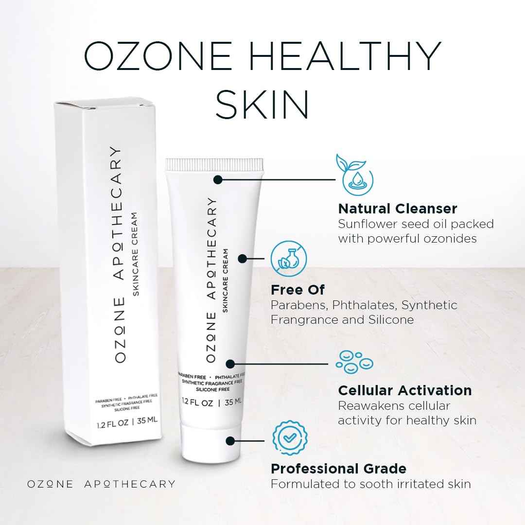 Ozone Apothecary Ozone Skin Cream | Ozone Oil Infused Absorbent Cream Skincare | Antibiotic-Free Multipurpose for Promoting Healthy Skin
