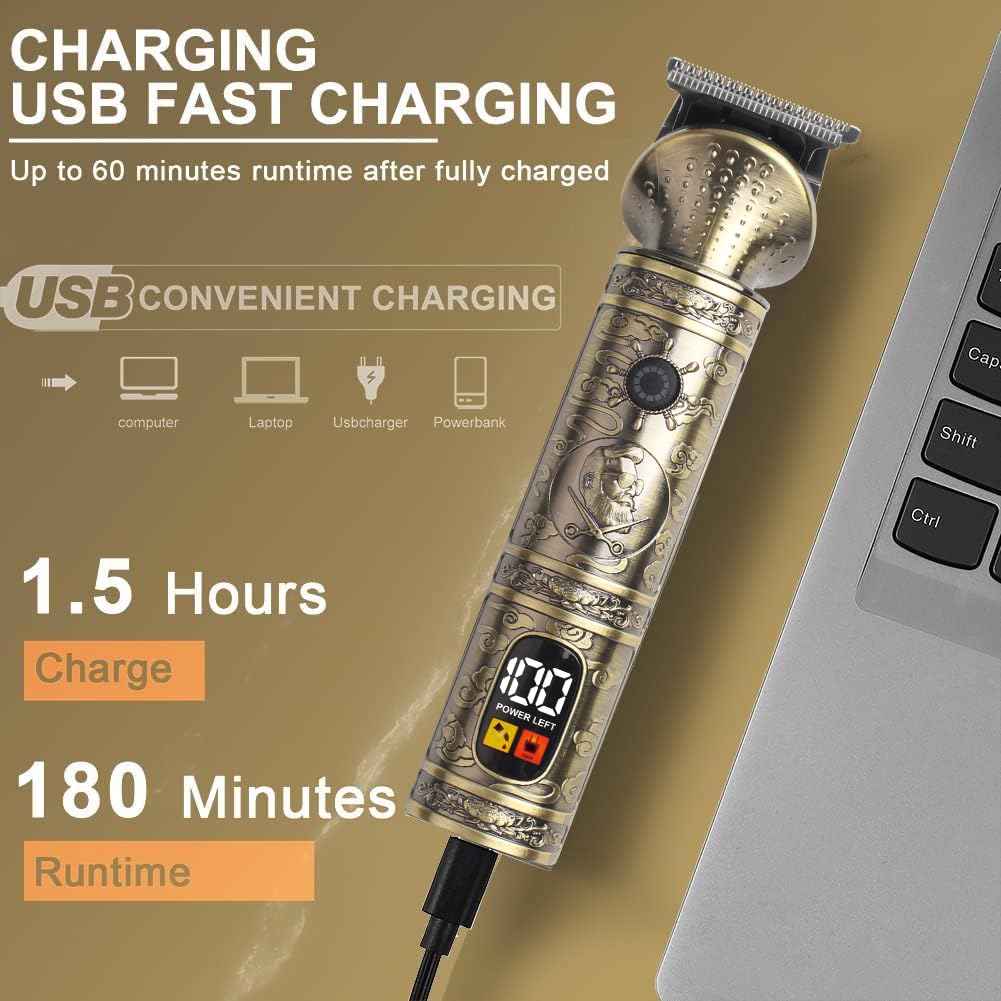 NuvaConx Trimmer Kit Professional Hair Clipper Zero Gapped T-Blade Electric Shaver Razor Nose Body Trimmer for Men Cordless Grooming Kit 4 in 1