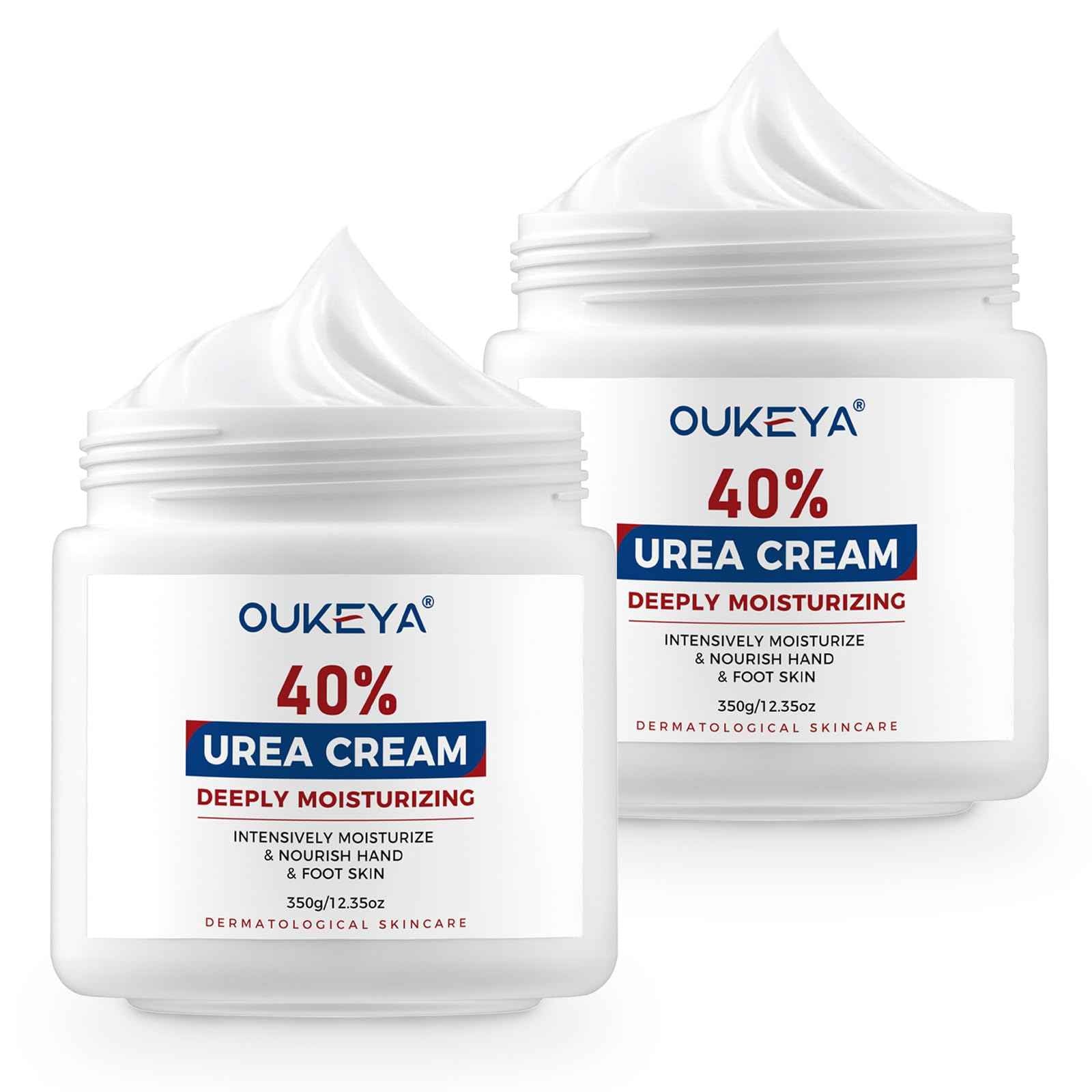 OUKEYA Urea Cream 40 Percent, Foot & Hand Cream for Dry Cracked, Urea Lotion for Feet Maximum Strength(12.35Oz X 2 Packs)