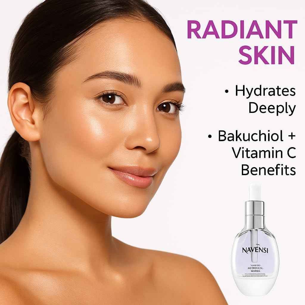 Navensi Bakuchiol Serum 50ml Natural Retinol Alternative with Hyaluronic Acid & Vitamin C Anti-Aging Face Serum for Fine Lines, Wrinkles & Dark Spots Hydrating, Firming & Brightening