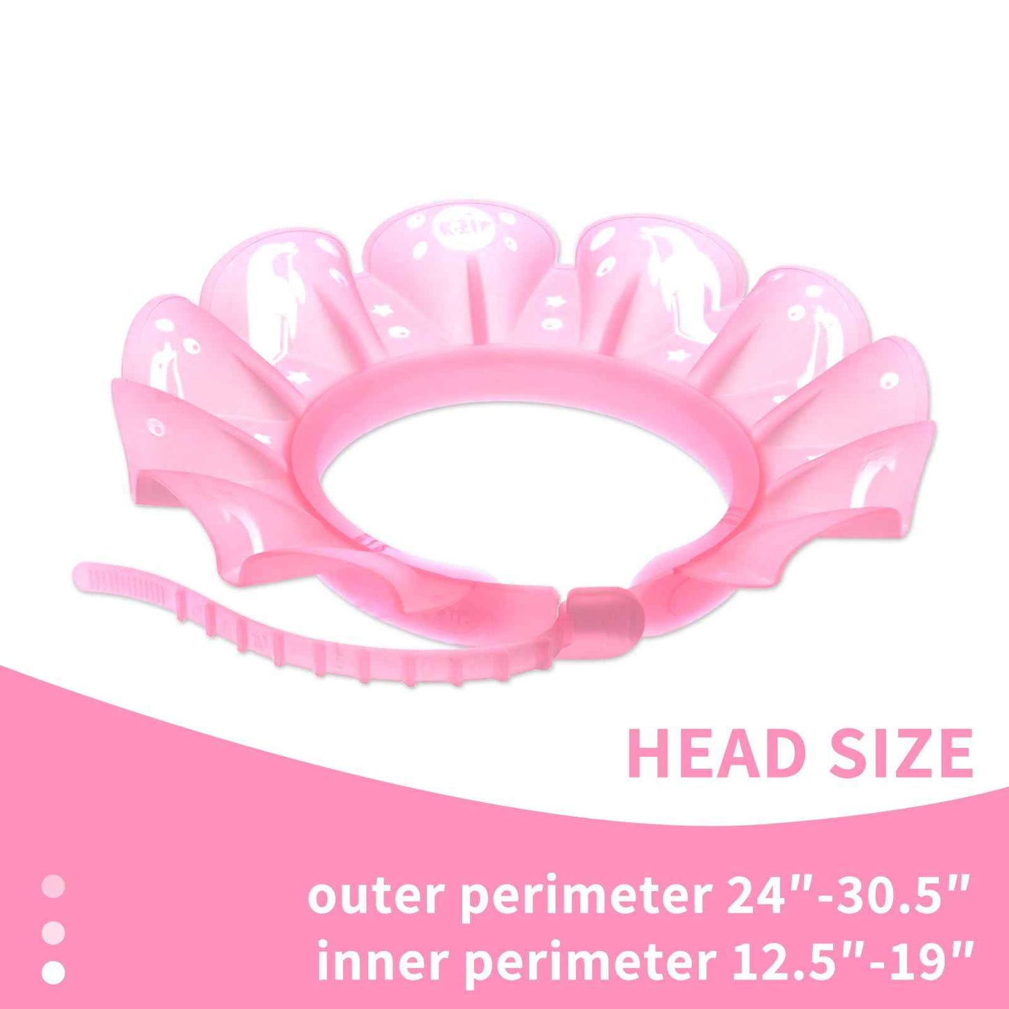 kair Baby Kids Shower Cap Soft Adjustable Silicone Toddler Bath Visor Children Hair Washing Hat Keep Water Out of Eyes & Ears Head Circumference 12.5"-19" (Pink, Less Than 24 Months)