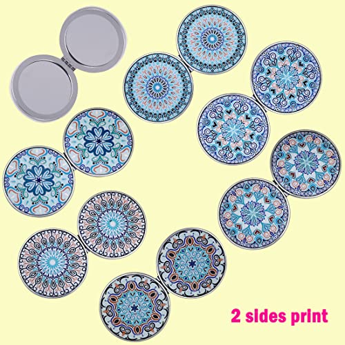 Compact Folding Makeup Mirror 7cm Dual Magnification 6-Pack