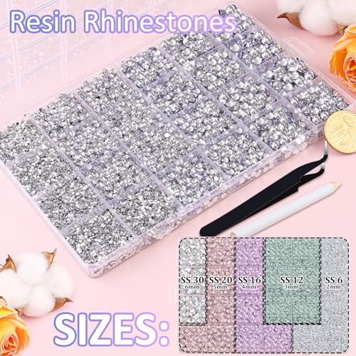 Silver Clear Rhinestones Bedazzling Kit with 35,000 Gems + Glue & Tools - Large Pack