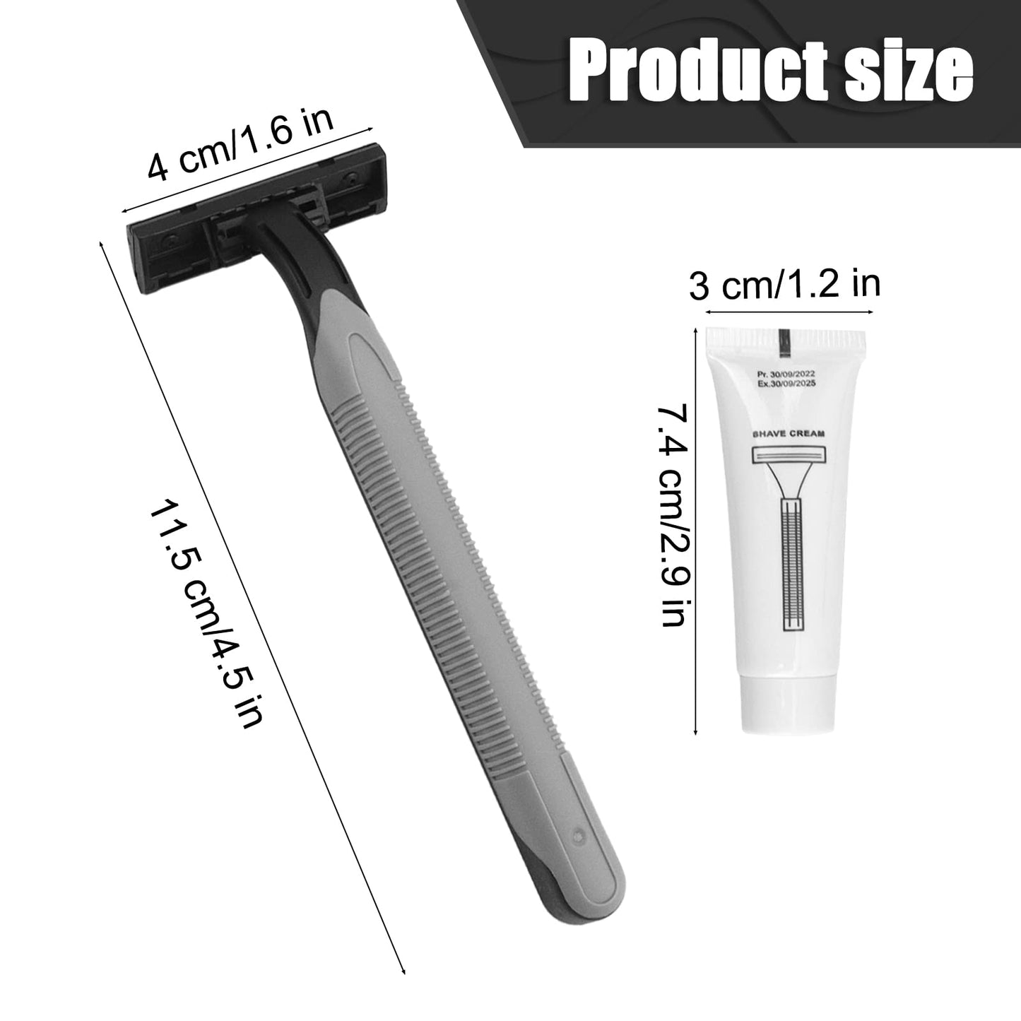 Disposable Razors in Bulk Pack of 60,Black Bulk Razors Disposable Individually Wrapped Twin Blade Disposable Shaving Razors with Shaving Cream and Clear Cap Set for Homeless,Hotel,Charity,Travel