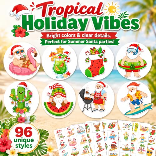 96 Pre-Cut Christmas Temporary Tattoos for Kids