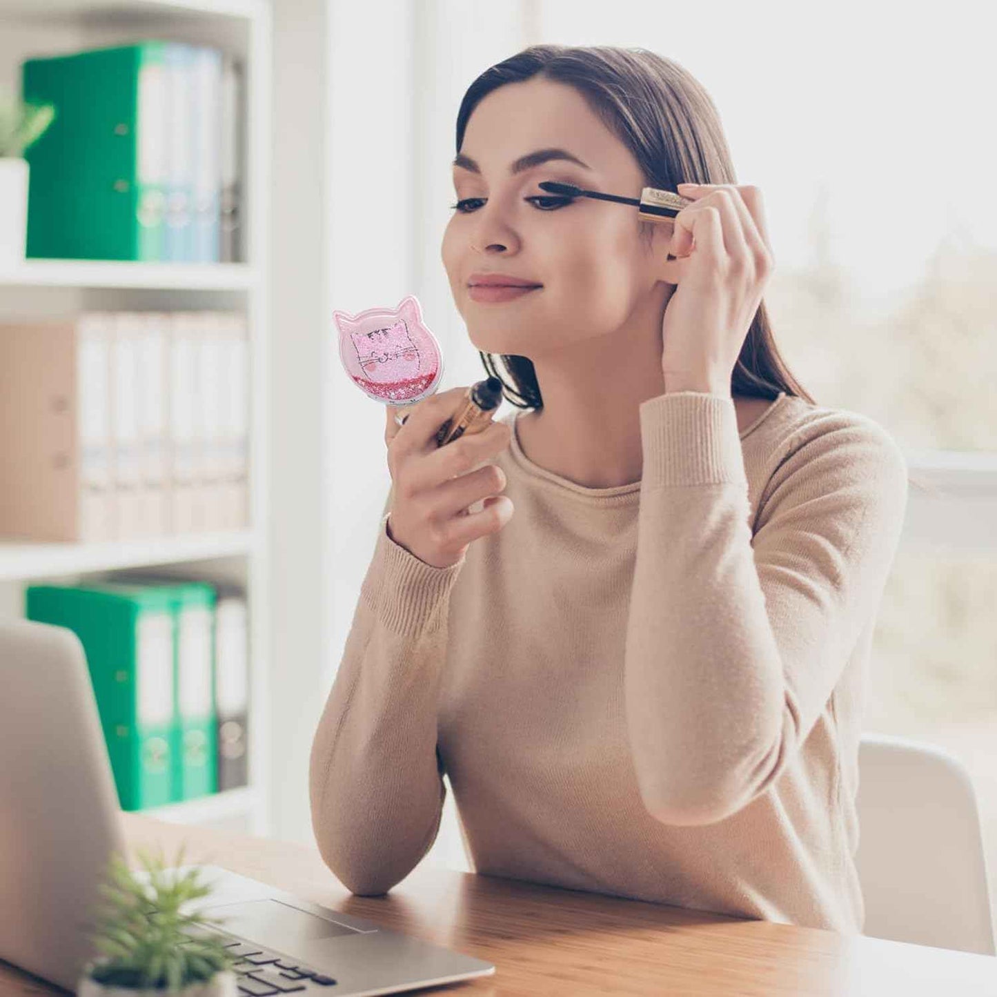 Fixleren Compact Mirror, Travel Makeup Mirror for Handbag Pocket Wallet, Portable Double-Sided Magnifying Cosmetic Mirror for Daily.
