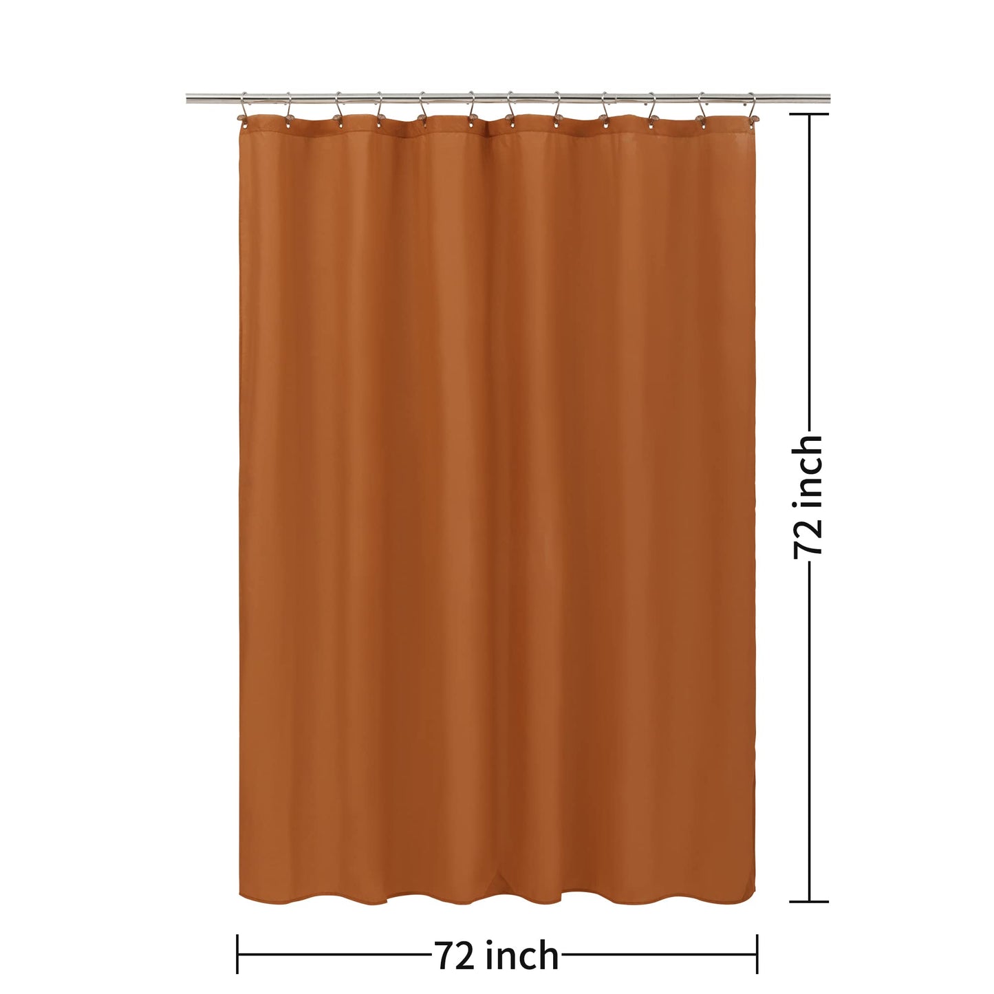 ALYVIA SPRING Burnt Orange Fabric Shower Curtain Liner Waterproof - Soft Hotel Quality Cloth Shower Liner with 3 Magnets, Light-Weight & Machine Washable - Standard Size 72x72, Burnt Orange