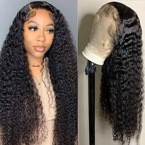 13x4 Deep Wave Lace Front Wigs Human Hair Wigs for Black Women HD Transparent Deep Wave Frontal Wig Wet and Wavy Curly Lace Front Wig Human Hair Glueless Wigs Human Hair Lace Front Wigs 28 Inch
