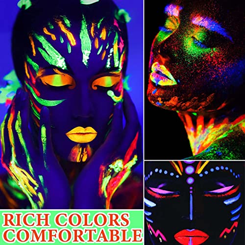 Glow in the Dark Face Paint Set - 12 Colors Neon Body Makeup