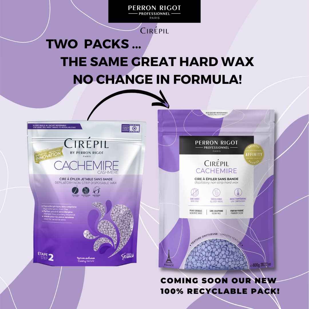Cirepil - Cachemire - 800g / 28.22 oz Beads Bag - Dermatologist Tested, Allergen-Free - Perfect for Sensitive Skin, Intimate Areas or Beginners - Cashmere Wax Beads