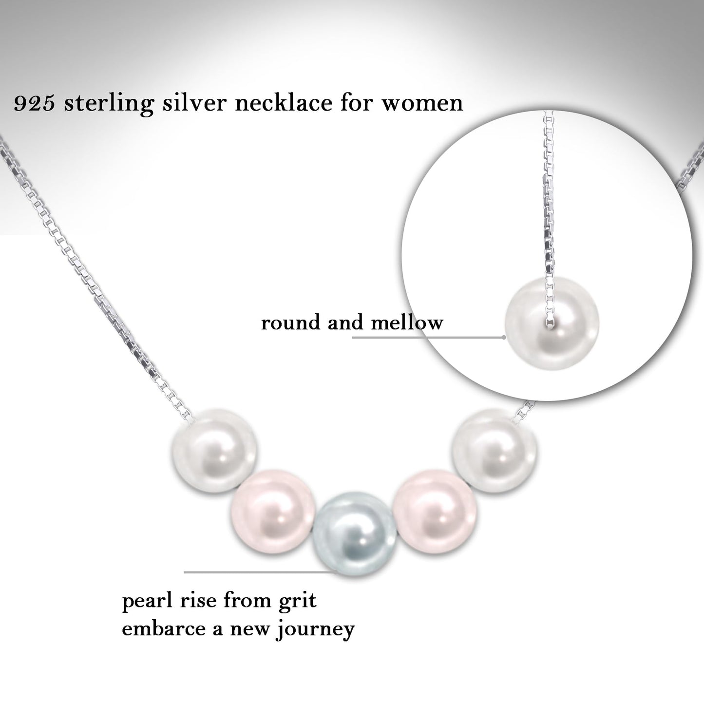 Sereney 50th Birthday Gifts for Her 50th Birthday Gifts for Women 925 Sterling Silver Chain with Five Pearl as Cool Gifts for 50 Year Old Woman or Mom, 50th Birthday Gift Ideas for Friends