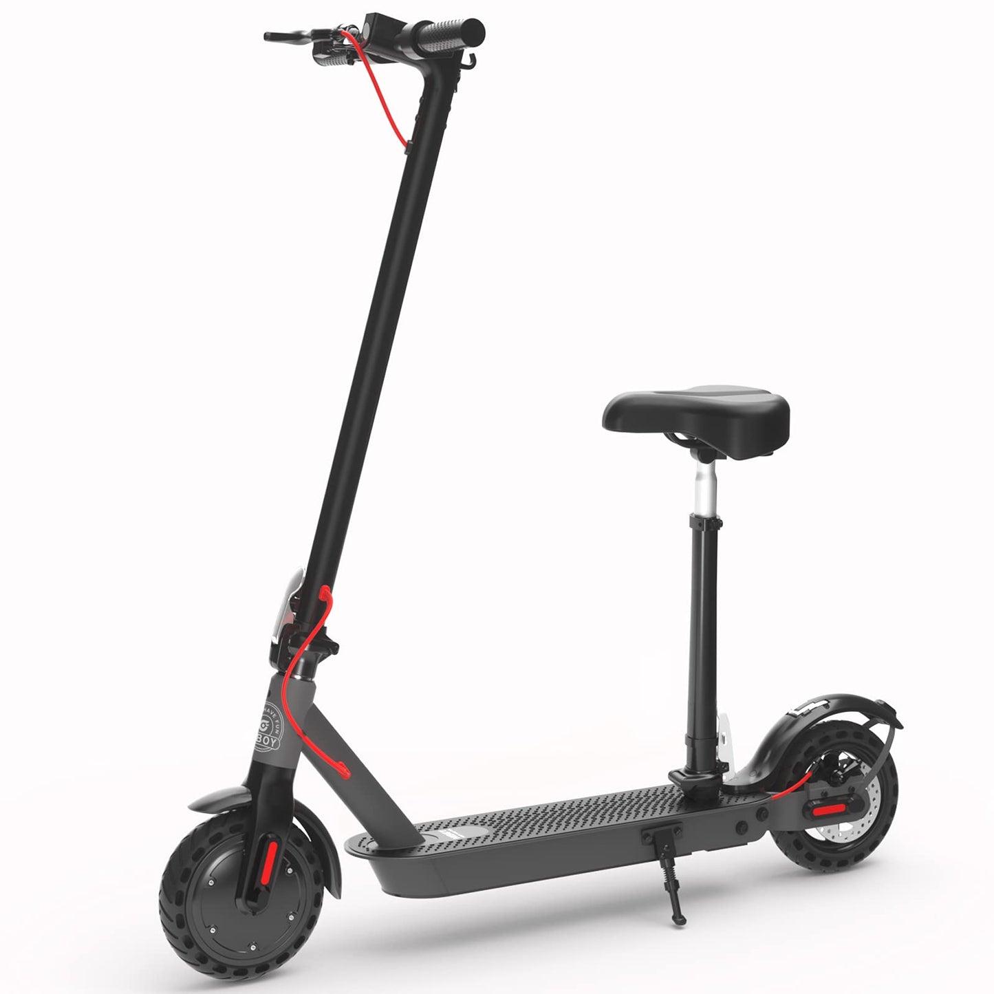 Hiboy S2 Electric Scooter with Seat - 8.5" Solid Tires - Up to 17 Miles & 19 MPH Folding Commuting Scooter for Adults with Double Braking System, Rear Suspension and App