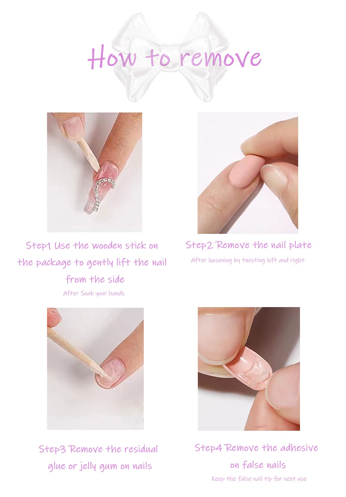 Pink Press on Nails Medium Almond MABKJLF Fake Nails Rose Pink Full Cover White Stars False Nails with Designs Glitter Glossy Glue on Nails Acrylic Manicure Artificial Nails for Women Girls 24Pcs