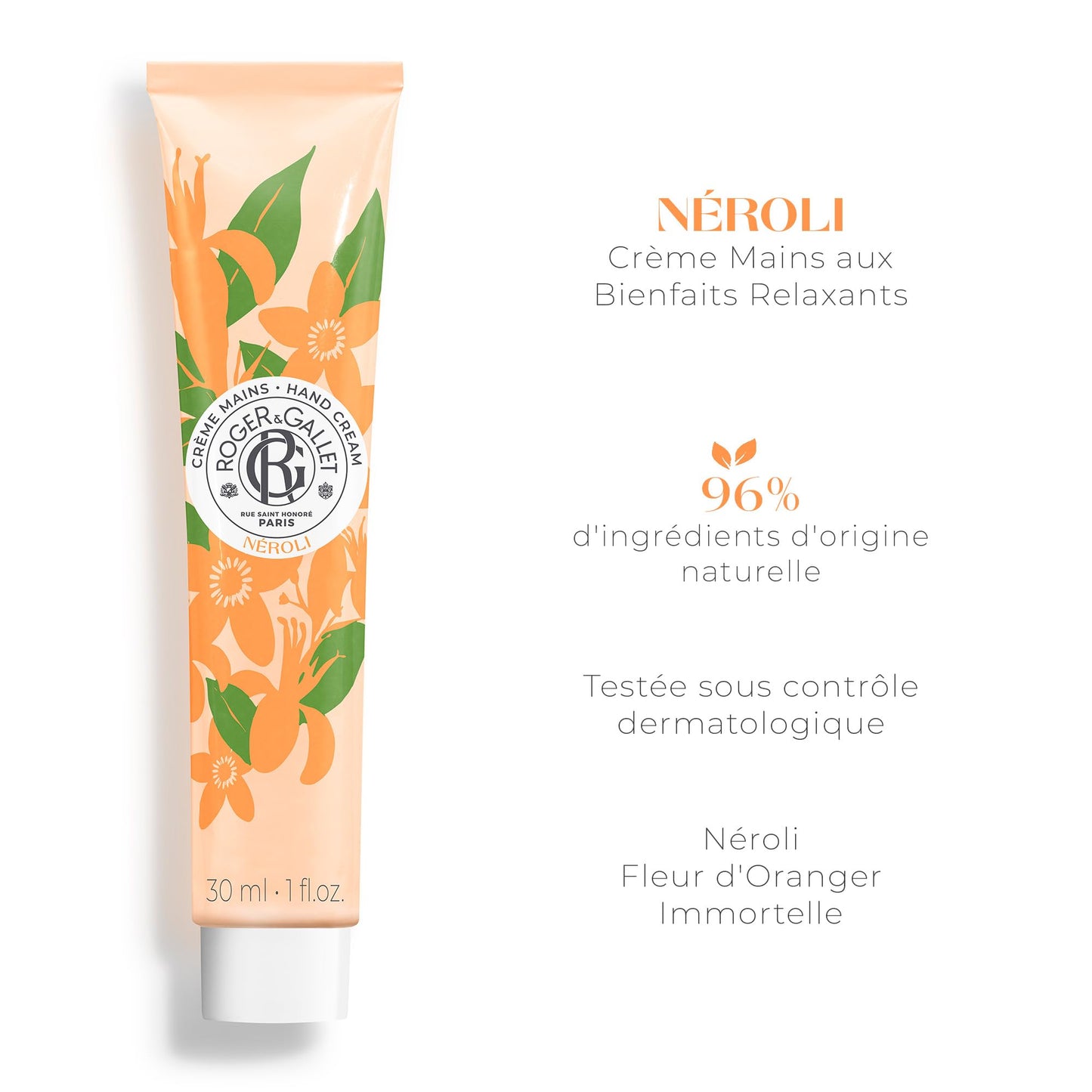 ROGER & GALLET | Hand and Nail Cream | Nourishing Hand Cream & Hand Moisturizer | Hand Lotion Hand Care | (NÉROLI | 1 oz)