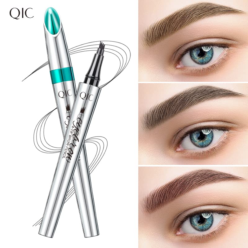 Yulinlon Q703 Waterproof Precision Eyebrow Stylus Pen for Natural, Lasting Brows, 4-Tip (4#Black)