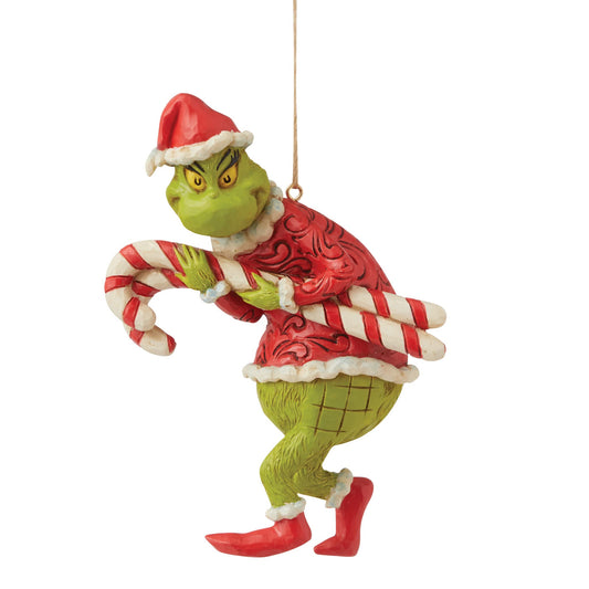 Enesco Jim Shore Dr. Seuss The Grinch Stealing Candy Canes Hanging Ornament, 4.72 Inch, Multicolor, for Christmas