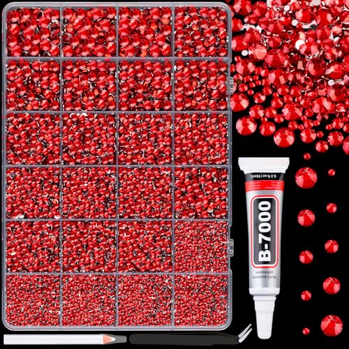 Red Resin Rhinestones 2-6mm Flatback Gems for DIY Crafts & Nail Art 25000pcs