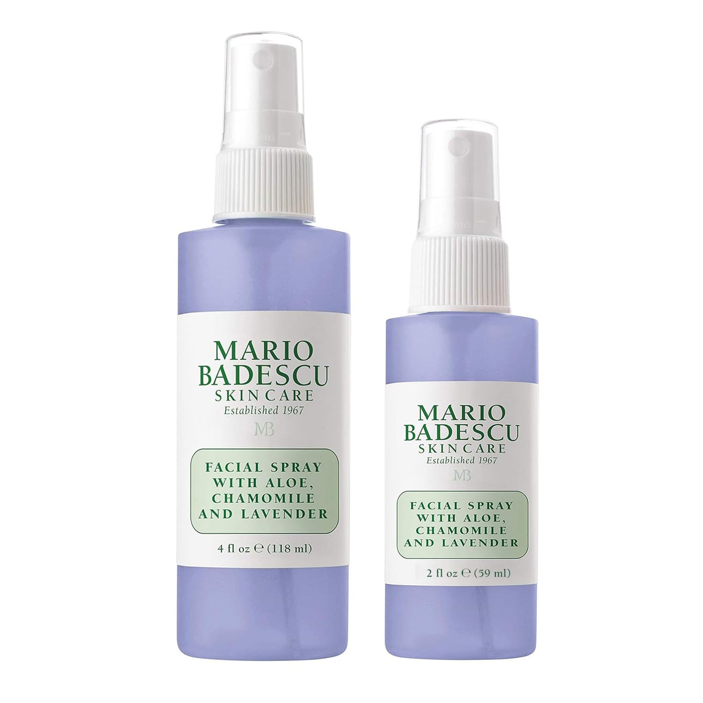 Mario Badescu Facial Spray with Aloe, Chamomile and Lavender for All Skin Types | Face Mist That Hydrates and Restores Balance & Brightness | 4 FL OZ & 2 FL OZ Combo