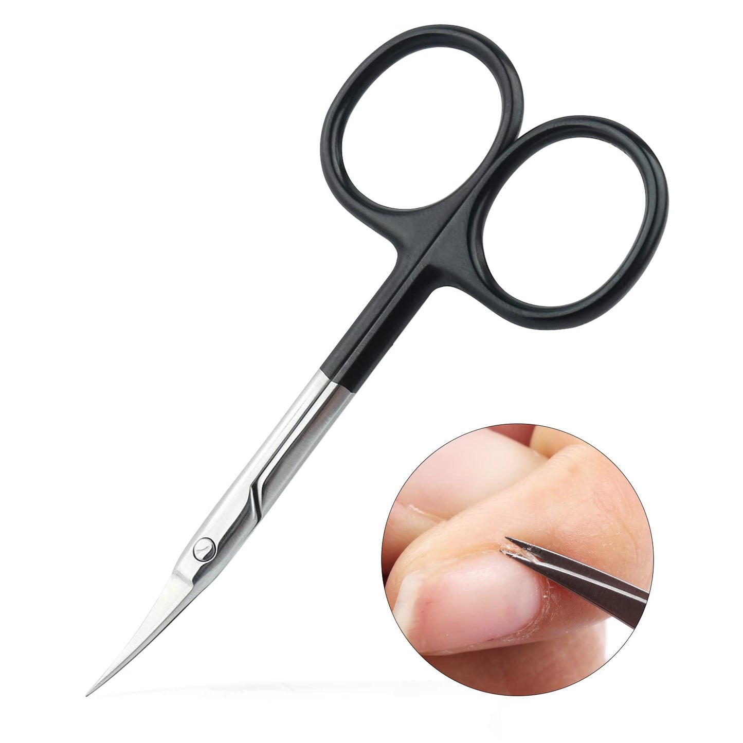 Qunzhao Cuticle Scissors for Women and Men Curved Stainless Steel with Tip Grooming Blades Manicure Nail for Dry Skin Nail Scissors (3)