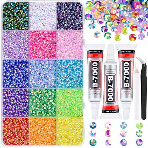 18,000 Pcs 3mm Resin Jelly Flatback Rhinestone Bedazzler Kit with Glue