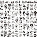62 Sheets Temporary Tattoos - Black Geometry & Mountain Designs