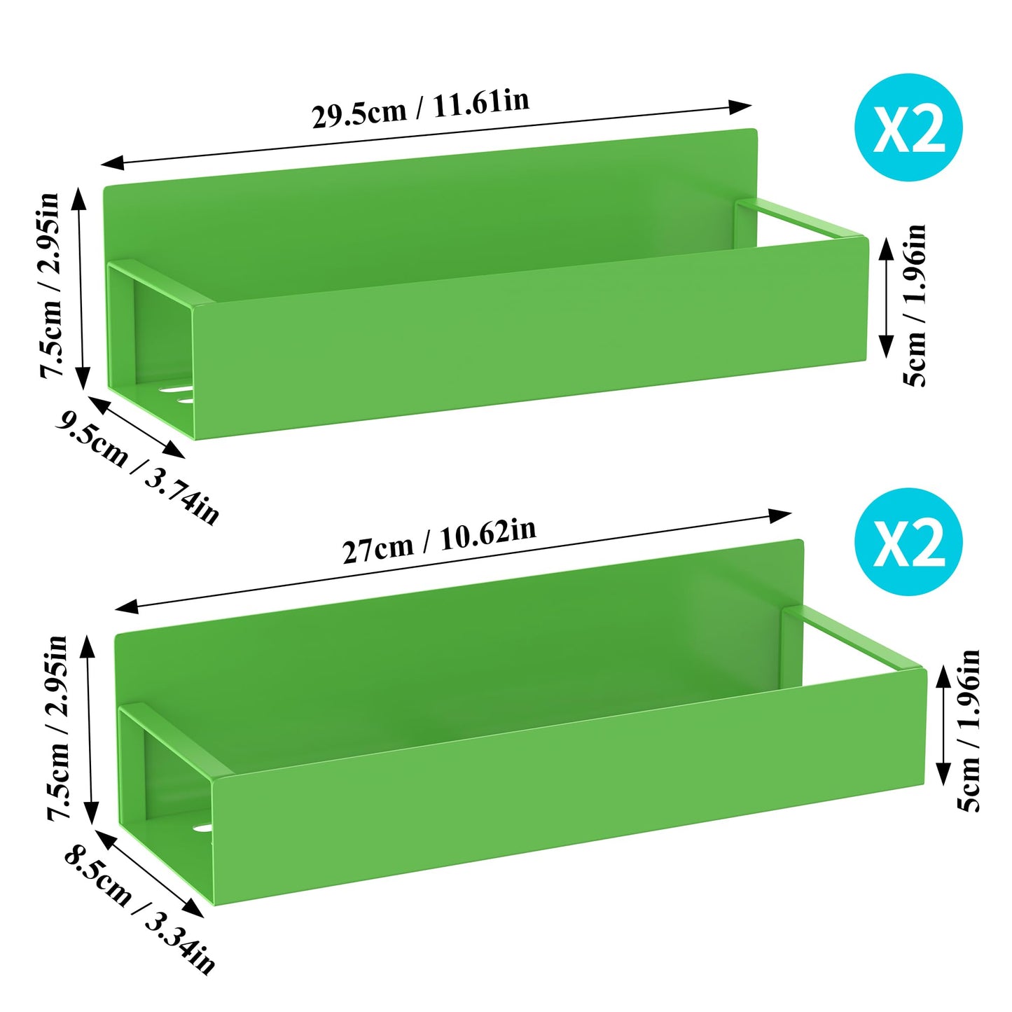 HuggieGems 4 Pack Magnetic Spice Storage Rack Organizer for Refrigerator and Oven, Green Fridge Organizers and Storage