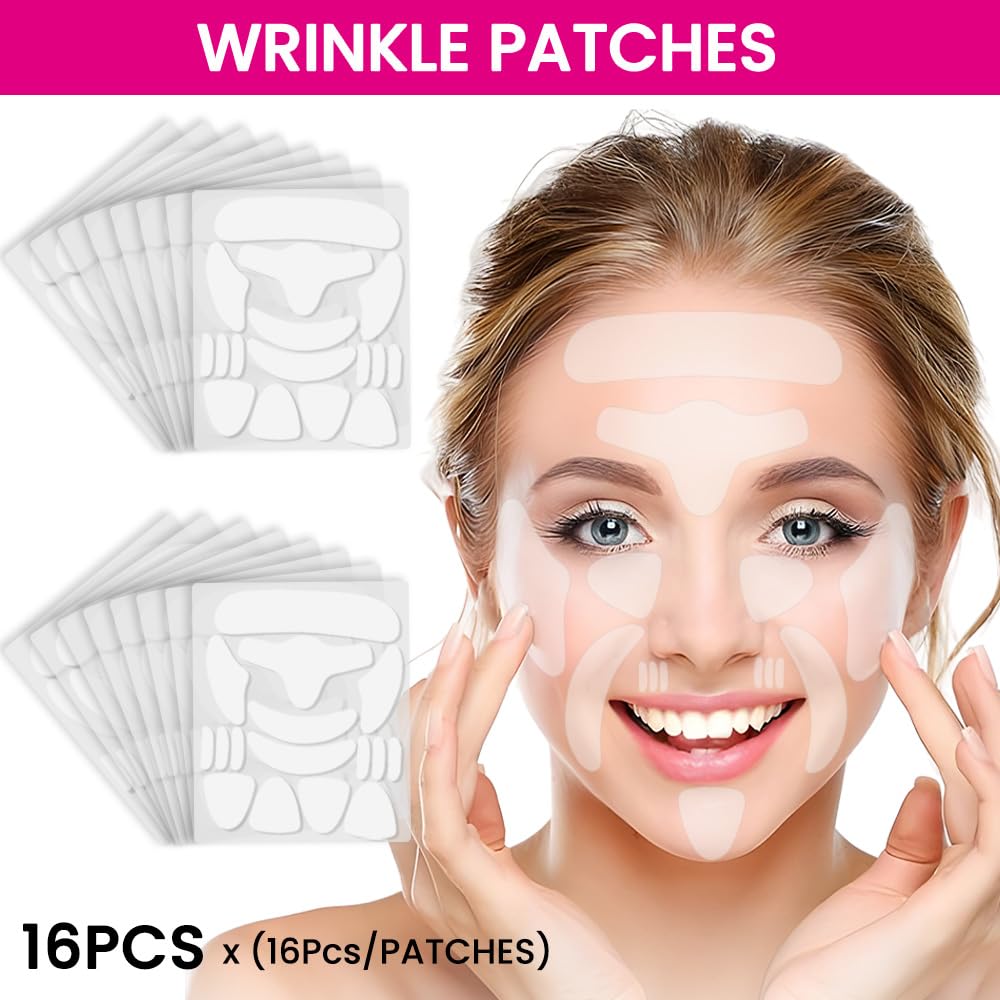 Kaely Face & Forehead Wrinkle Patches,256 Pcs Anti Wrinkle Patches Wrinkle Tape for Overnight,Facial Patches to Reduce Fine Wrinkles and Smile Lines for Women Men,Smooth Eye,Mouth,Forehead Wrinkles