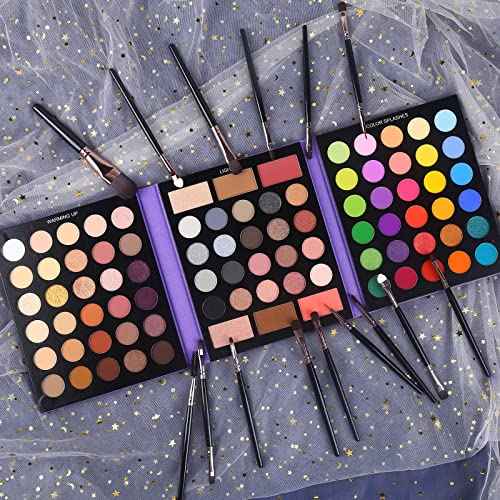 UCANBE Eyeshadow Palette with 15Pcs Brushes Makeup Set, Pigmented 86 Colors Make Up Sets Valentine's Gift, Matte Shimmer Glitter Eye Shadow Pallet Highlighter Contour Blush Powder Brush Beauty Kit