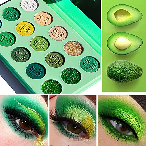 Afflano Green Eyeshadow Palette - MultiChrome Forest Emerald Green Glitter Eyeshadow, Highly Pigmented Chrome Shimmer Eye Shadow