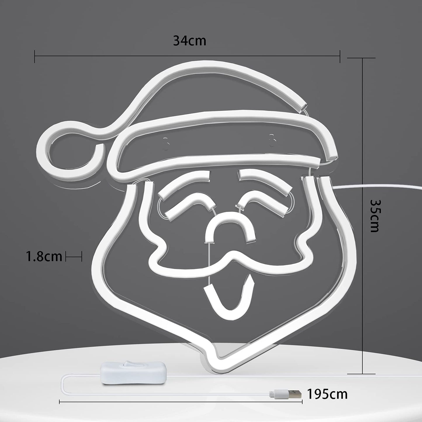 Christmas Santa Claus Neon Sign, Glowing Neon Santa Claus, Night Bright Christmas LED Sign Light, Merry Christmas neon sign Suitable for Christmas, Bedroom, Wall Art, Bars, Cafes, Shops