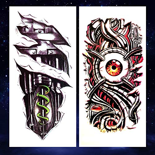 8 Pieces Large 3D Mechanical Temporary Tattoos | Body Art Stickers