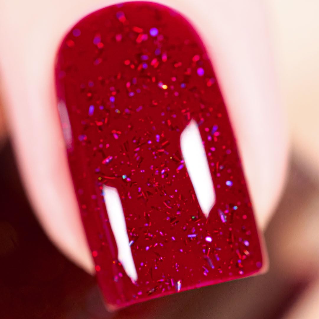 Whats Up Nails - Passion is My Passion Nail Polish Burgundy Jelly Base with Holographic Flakies Lacquer Varnish Made in USA 12 Free Cruelty Free Vegan Clean