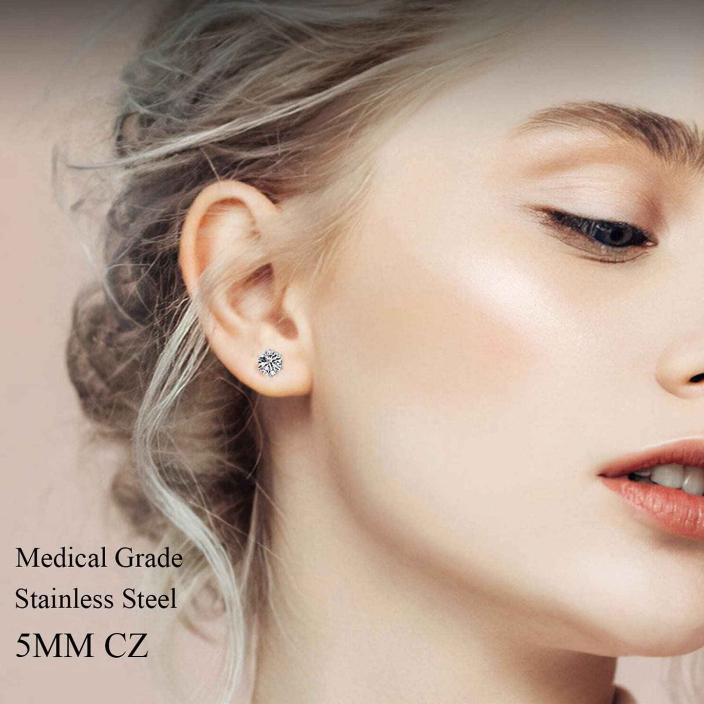 Orglace Ear Piercing Kit Disposable Self Ear Piercing Kit Safety 4 Pack Ear Piercing Gun Kit Tool with 5mm Earring Studs