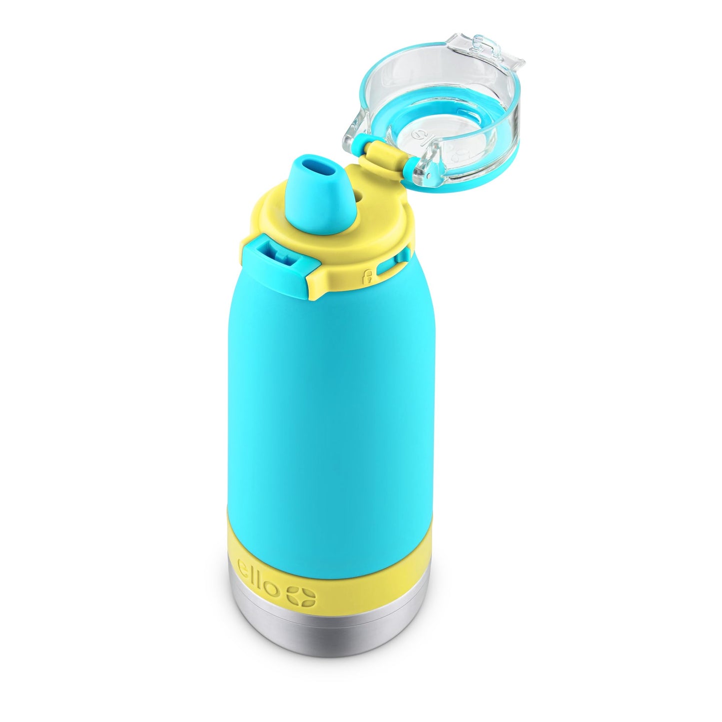 Ello Emma 14oz Vacuum Insulated Stainless Steel Kids Water Bottle with Straw and Built-in Carrying Handle and Leak-Proof Locking Lid for School Backpack, Lunchbox and Outdoor Sports, Sky