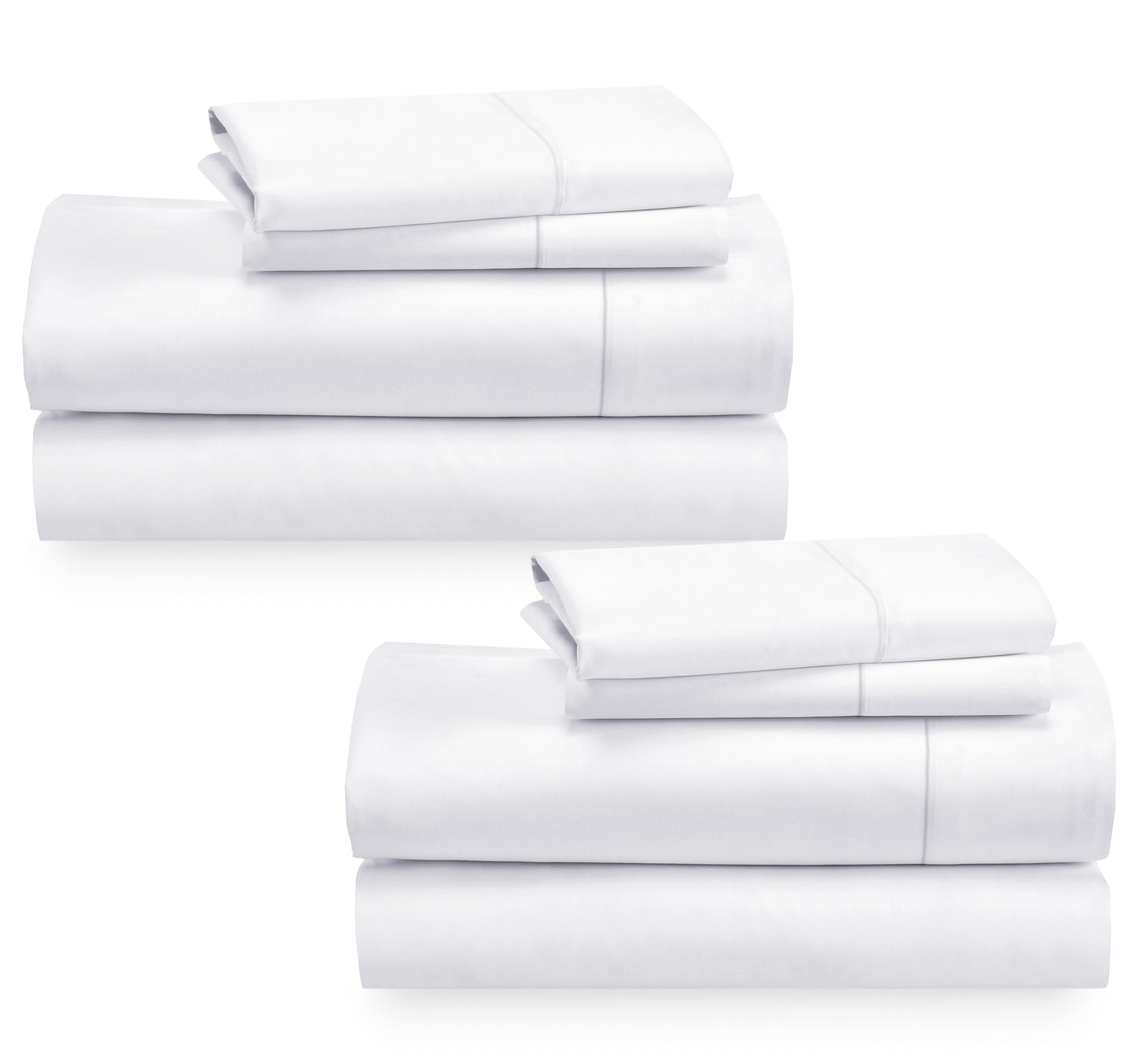 California Design Den 2-Pack Sheet Sets King Size - 400 Thread Count 100% Cotton Sateen - Extra Soft, Breathable & Cooling Sheets, Wrinkle Resistant, 2 Sets of Deep Pocket Bed Sheets - Bright White