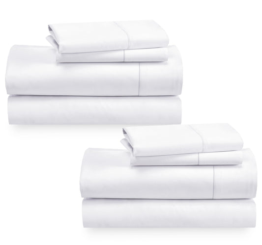 California Design Den 2-Pack Full Size Sheet Sets - 400 Thread Count 100% Cotton Sateen - Extra Soft, Breathable & Cooling Sheets, Wrinkle Resistant, 2 Sets of Deep Pocket Bed Sheets - Bright White