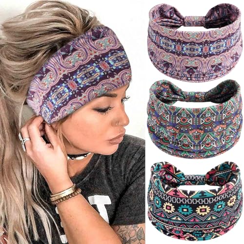 SAWINDA Wide Bow Headbands for Women - Stretchy Non-Slip Hairbands