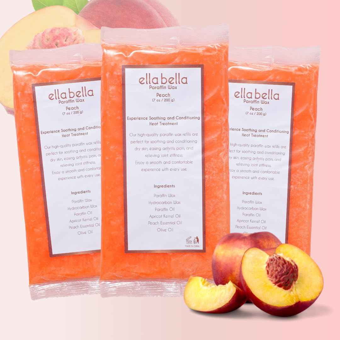 ELLA BELLA® Paraffin Wax Refill Peach • Therapeutic Hand & Foot Wax for Paraffin Bath • Deep Moisturizing & Soothing Relief • Compatible with our Wax Machine