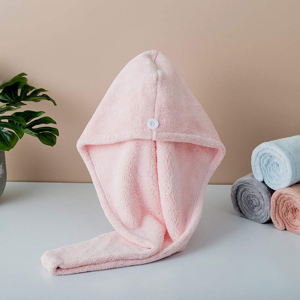 Microfiber Hair Drying Wrap Towel for Women Turban Fast Dry Pink