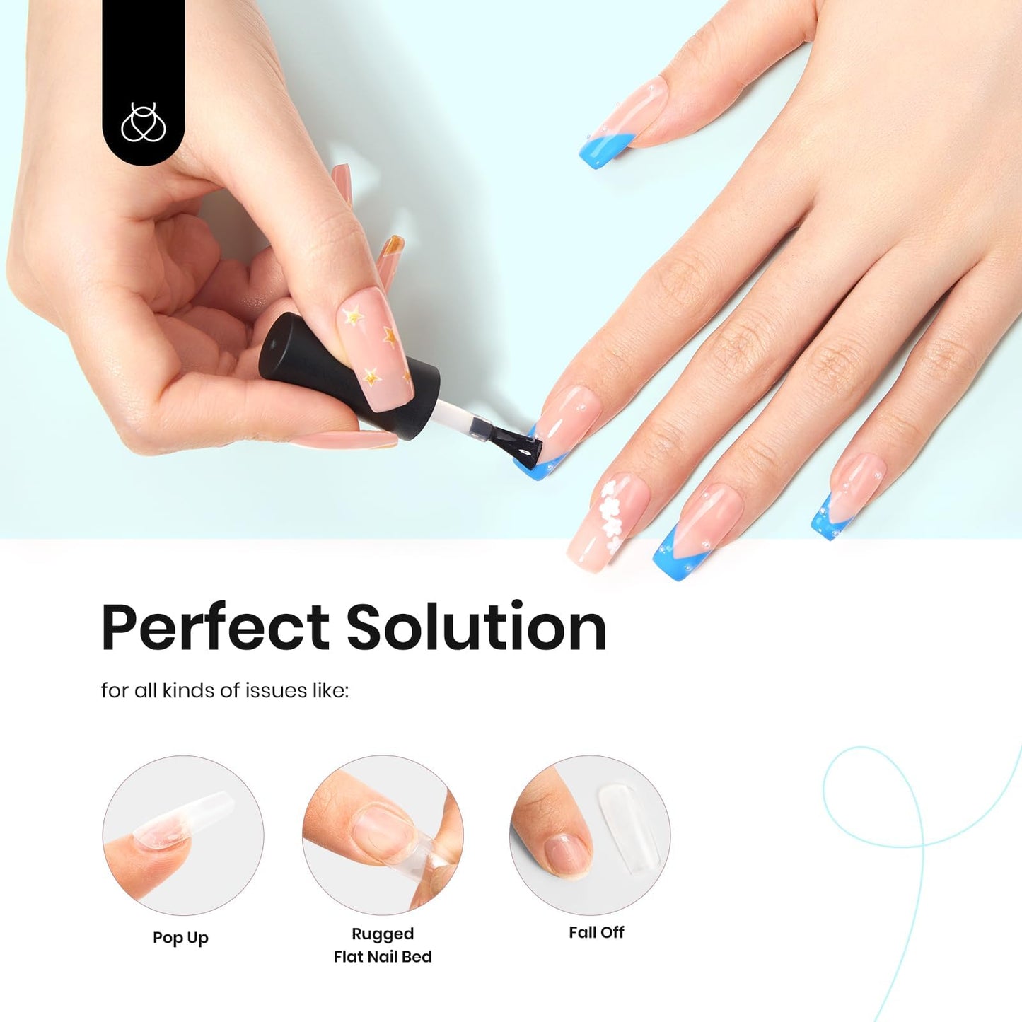 Beetles 5 in 1 Nail Glue Gel for Nail Tips and Clear Acrylic Nails Long Lasting, Curing Needed UV Extension Glue for Clear False Nail Tips and Clear Press on Nails, Nail Repair Treatment